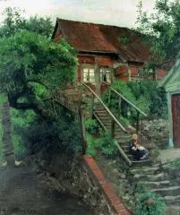 Hans Prentzel, Przed domem, 1907, olej, płótno