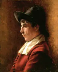 Szymon Buchbinder, Portret mężczyzny w kapeluszu, 1892, olej, tektura
