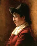 Szymon Buchbinder, Portret mężczyzny w kapeluszu, 1892, olej, tektura