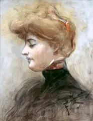 Franciszek Żmurko, Głowa blondynki (Portret żony artysty?), ok. 1895, olej, tektura