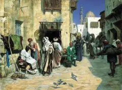 Albert Joseph Franke, Scena uliczna w Tunisie, 1886, olej, deska