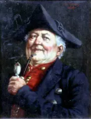 Georg Roessler, Mężczyzna w trójgraniastym kapeluszu, ok. 1890, olej, deska