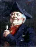 Georg Roessler, Mężczyzna w trójgraniastym kapeluszu, ok. 1890, olej, deska