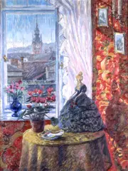 Paul Kreisel, Gdańsk - Widok z okna, lata 30, olej, płótno