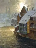 Erich Mercker, Widok Norymbergi, ok. 1920, olej, płótno