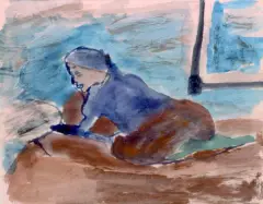 Piotr Potworowski, Odpoczynek, 1959, akwarela, papier