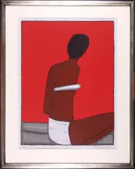 Jerzy Nowosielski, Kobieta na czerwonym tle, 1999, serigrafia, papier