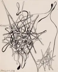 Kompozycja by Jerzy Skarżyński, 1948, tusz pióro, papier kremowy, sold Oct 2003