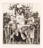 Jacek Gaj, Kuszenie z A, 1972, miedzioryt, papier