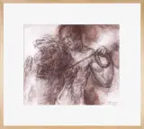 Grzegorz Stachańczyk, Poskramiający lwa, 1997, kredka, sepia, pędzel, papier