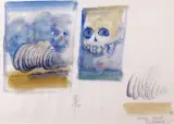 Dwie głowy by Franciszek Starowieyski, 1978, akwarela, ołówek, papier, sold Oct 2003