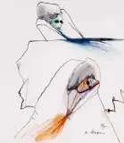Alicja Wahl, Dwie kobiety, 1995, tusze barwne, pióro, papier