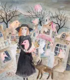 Katarzyna Ważyk, Odlot, 1996, gwasz, papier