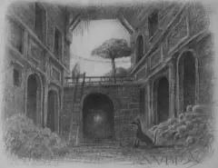 Anubi, 20 VI 1984 by Henryk Waniek, kredki, papier, sold Oct 2003