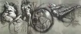 Opowieści wdowy Ikarowej by Franciszek Starowieyski, 1985, węgiel, pastel, płótno, sold Oct 2003