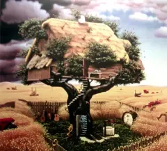 Jacek Yerka, Żniwny amok, ok. 2000, serigrafia, papier