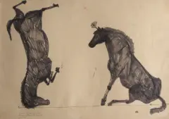 Barbara Jonscher, Konie cyrkowe, marker, paper