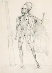 Postać by Zdzisław Beksiński, 1967, tusz pióro, papier, sold Jun 2003