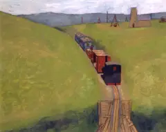 Jerzy Nowosielski, Kolejka, 1953, olej, tektura