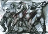 Franciszek Starowieyski, UPADEK ŚWIĄTYNI SALOMONA, 1996, kredki, papier