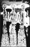 5 ilustracja do Białoszewskiego by Jan Lebensztejn, 1958-59, tusz, papier milimetrowy, sold Jun 2003