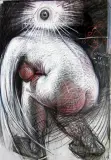 UPADAJACY ANIOŁ by Franciszek Starowieyski, 1999, pastel, węgiel, papier, sold Jun 2003