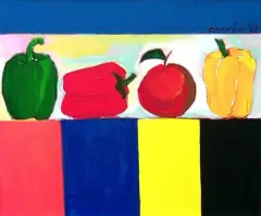 Marian Czapla, Owoce, 1999, akryl, płótno
