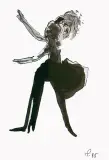 Teresa Pągowska, Tancerka z pióropuszem, 1995, tusz pióro, pędzel, papier