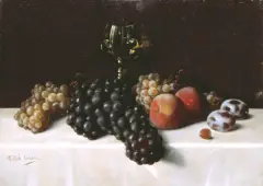 Hermann Koch, Martwa natura z owocami i kielichem, przed 1900, olej, tektura