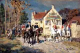 Wilhelm Velten, Wyjazd na polowanie, olej, deska