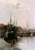 Elisabeth Reuter, Widok portu w lubece, 1897, olej, płótno naciągnięte na sklejkę