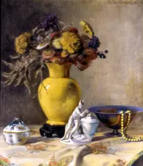 Arnulf de Bouché, Martwa natura z suchymi kwiatami w wazonie, 1941, olej, płótno