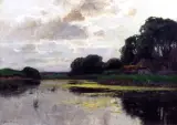 Konrad Müller-Kurzwelly, Pejzaż nadwodny, ok. 1900, olej, płótno