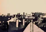 Andrzej Wróblewski, Dachy IV, ok. 1954, tusz pióro, pędzel, papier