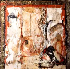 1968/1 by Teresa Rudowicz, collage, płótno, sold Jun 2003