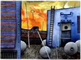 BURZLIWE NIEBO (Le ciel orageux) by Zbigniew Makowski, 1972, akwarela, gwasz, papier, sold Jun 2003