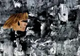 Alfred Lenica, Za namową, 1966, collage, tusz pędzel, dekalkomania, papier