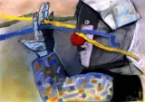 Stasys Eidrigevičius, Głowa przebita promieniem, 1993, pastel, papier