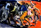 Moritz Melzer, Pochód postaci, monotypia barwna, papier