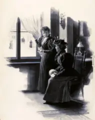 Carl Zopf, PRZY OKNIE NA ULICĘ, ok. 1900, akwarela, gwasz, papier