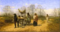 Franz Streitt, W drodze, przed 1887, olej, płótno