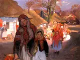 WIELKANOC W BRONOWICACH by Włodzimierz Tetmajer, 1904, olej, płótno, sold Mar 2003