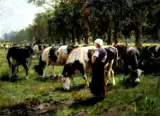 Johann Daniel Holz, NA PASTWISKU, ok. 1900, olej, płótno