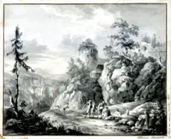 Anastazy Raczyński, Pejzaż romantyczny, 1810, tusz, papier