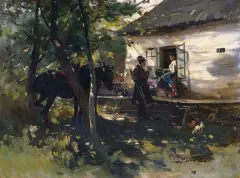 Józef Brandt, Zaloty, 1850-1900, olej, płótno