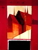 Wiesław Szamborski, CHORĄGIEW V, Z KATEDRĄ, 1974, akryl, płótno