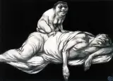 Adam Hoffmann, BEZ TYTUŁU (ŚPIĄCY I KARLICA), 7 XI 1970, pastel, karton