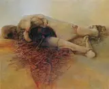 Bez tytułu by Zdzisław Beksiński, 1988, olej, płyta pilśniowa, sold Nov 2002