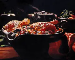 Andrzej Adam Sadowski, MARTWA NATURA Z KURCZĘCIEM, 1976, olej, płótno