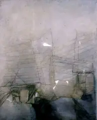 Kompozycja by Jerzy Stajuda, 1981, olej, płótno, sold Nov 2002